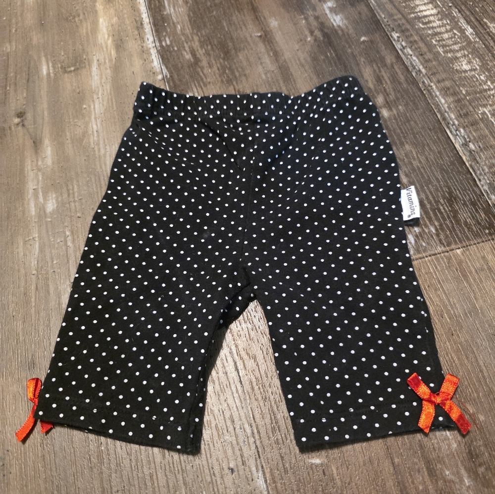 Vitamins Baby Black Polka Dot Leggings with Red Bows